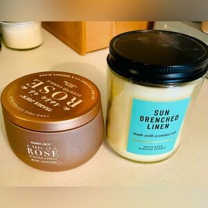 New Trader Joes rose candle and bath and body linen candle